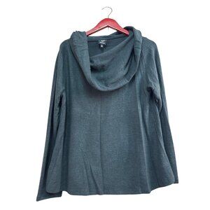 Bobeau Womens Cowl Neck Long Sleeve Top L Rayon/Polyester Black